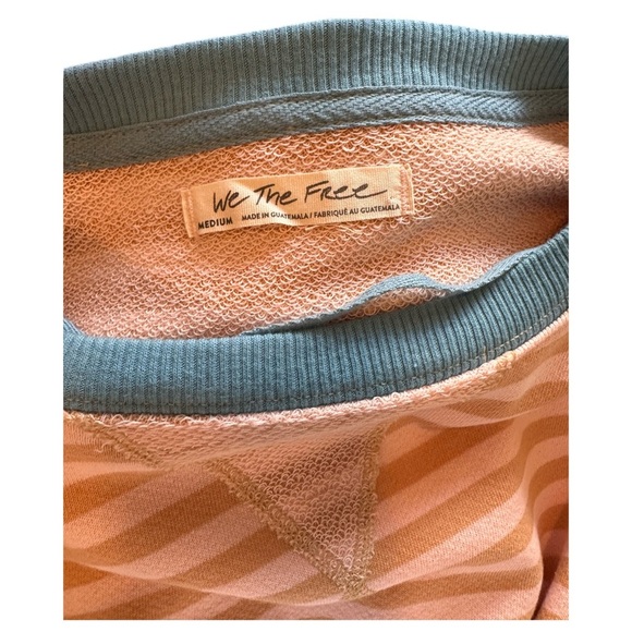 Free People NWOT We The Free Classic Striped Oversized Crew Latte Combo Size M - Picture 5 of 5